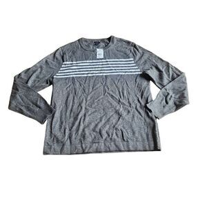J crew mens Sz M gray striped crewneck cotton sweater New